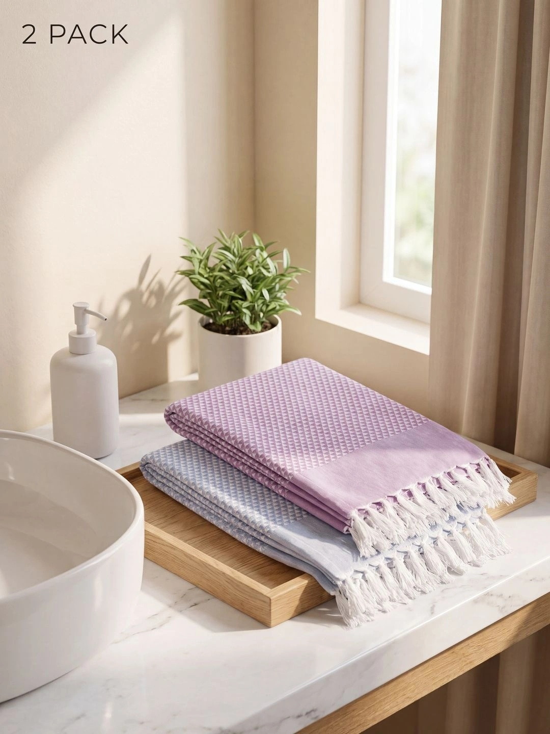 Ramraj Multicoloured 2 Cotton 350 GSM Bath Towel