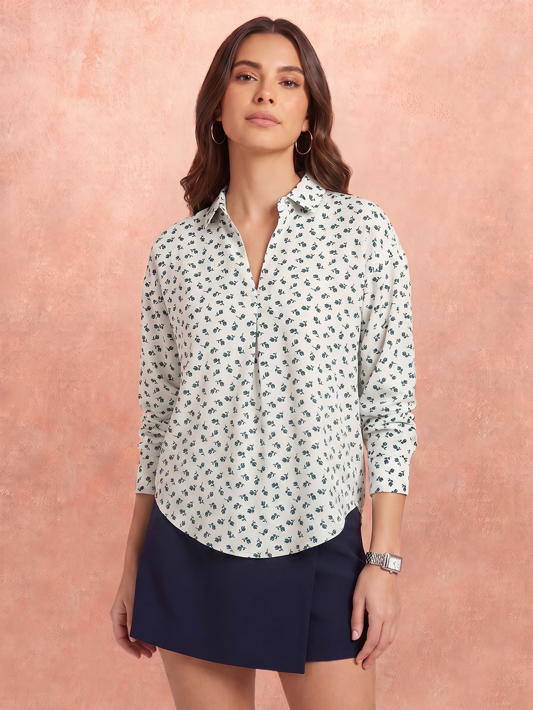 all about you Floral Print Shirt Style Top