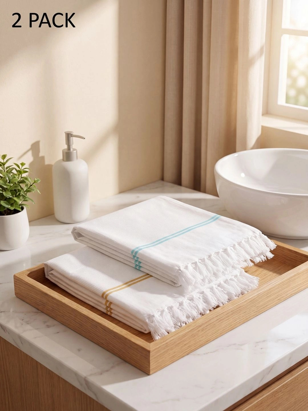Ramraj Multicoloured 2 Cotton 350 GSM Bath Towel