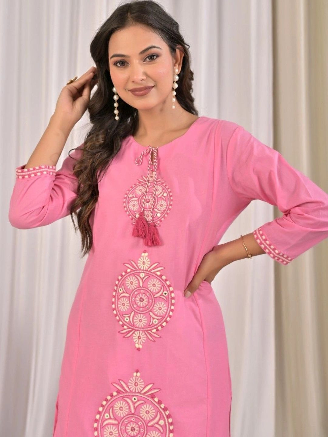 Yashee Cotton Embroidered Tunic with Palazzos Co Ords