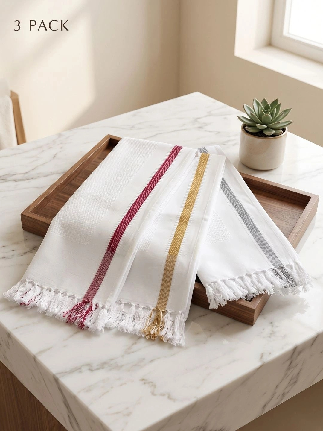 Ramraj Multicoloured 3 Striped Cotton 350 GSM Bath Towel