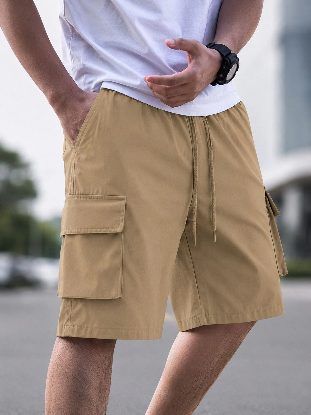 COMBRAIDED Men High-Rise Outdoor Cargo Shorts