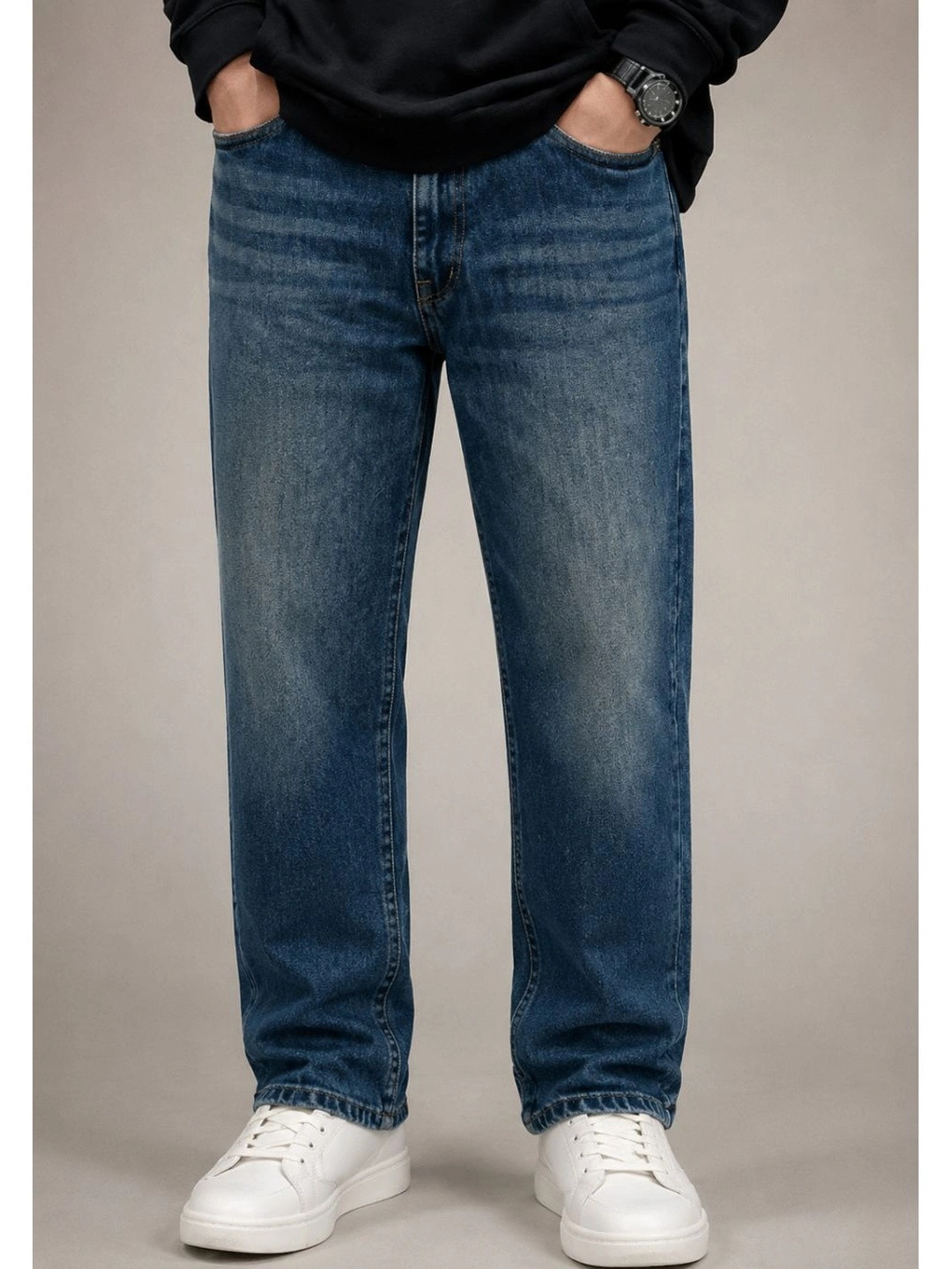 ZUSH Men Straight Fit Mid-Rise Low Distress Stretchable Jeans