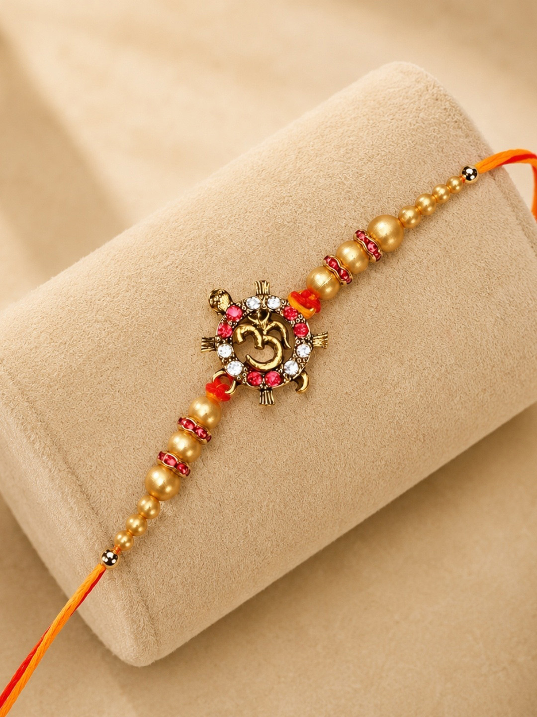 Accessher Religious Delicate Om Rakhi with Greeting Card for Brother & Gifting