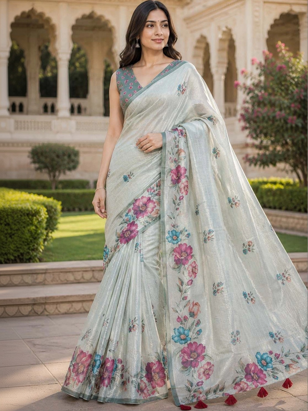 Aadatein Floral Kanjivaram Silk Saree For Women