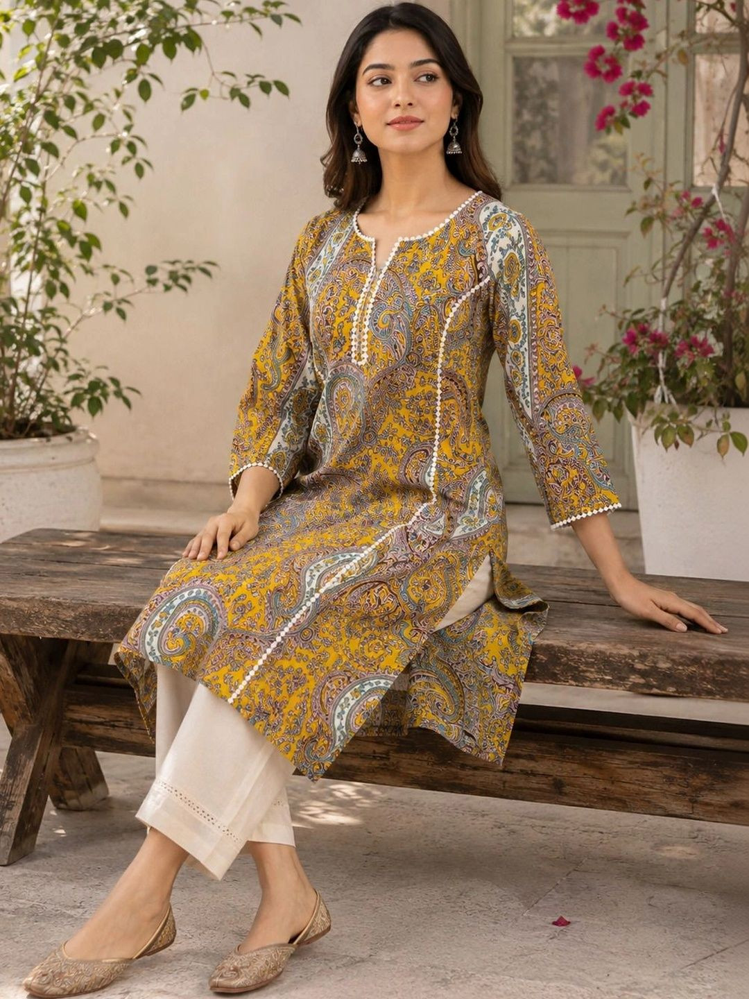 Hunaiza Women Paisley Printed Kurta