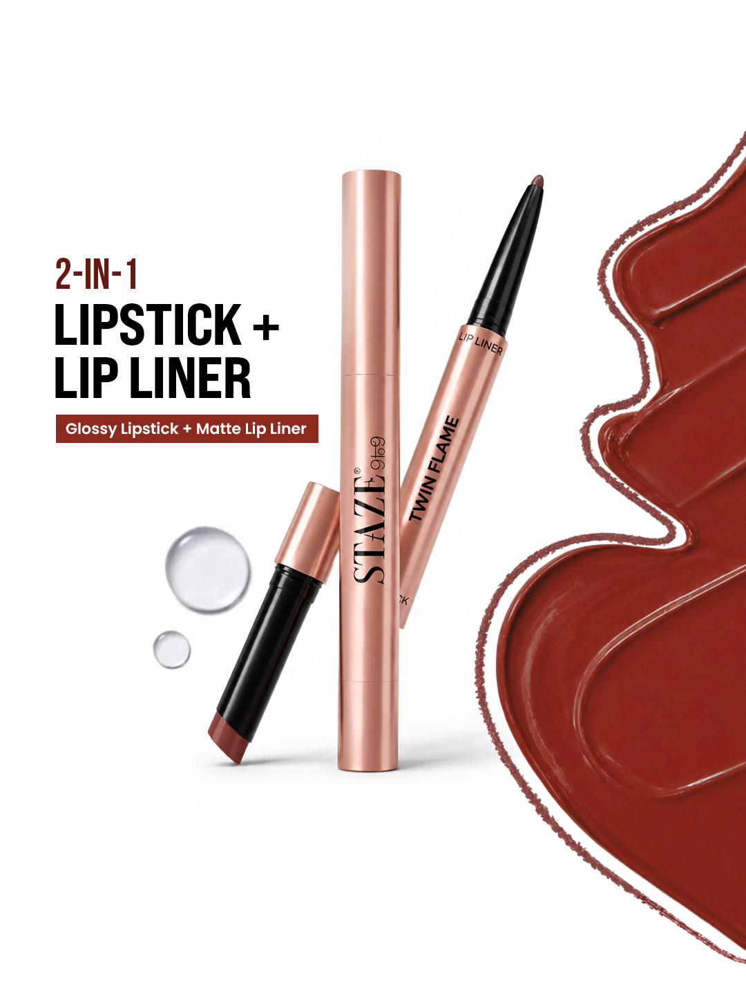 STAZE Twin Flame 2-In-1 Complementing Lipstick + Lip Liner - Main Squeeze 04