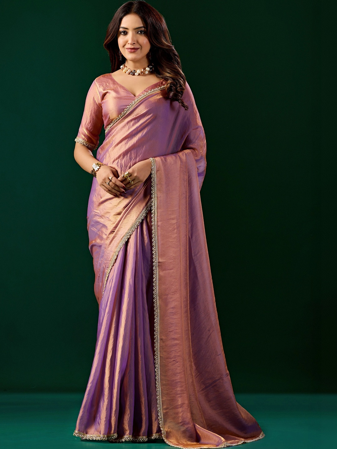 KANYAARI Alia Lavender Satin Saree With Cutdana Work