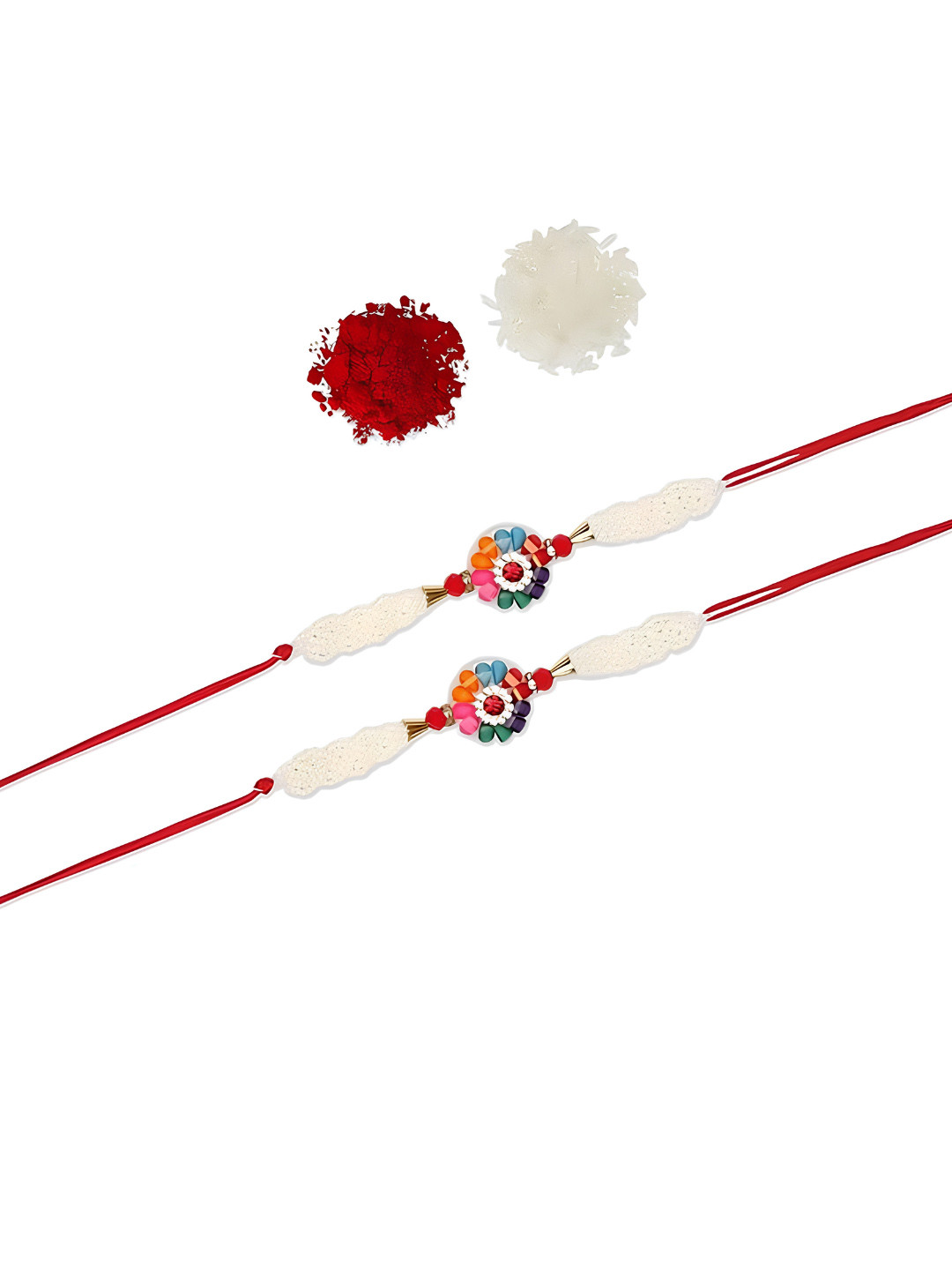AccessHer Set of 2 Multicoloured Beaded Thread Rakhi