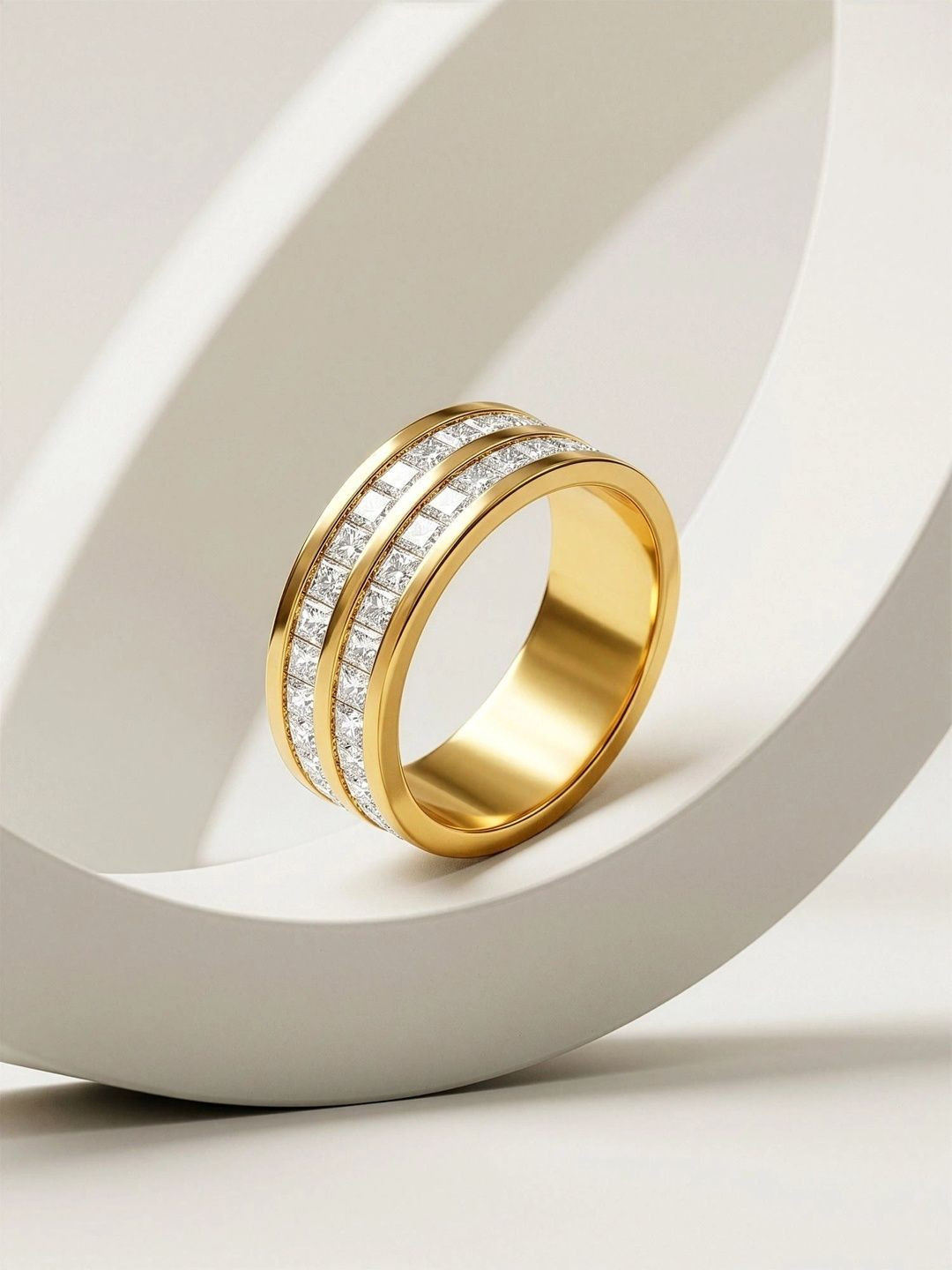 IXIA by Giva Women Gold-Plated Crystals Finger Ring