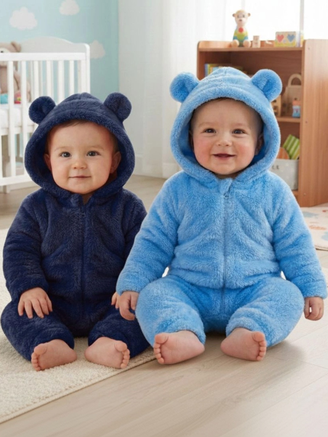 Cuddleloom Infants Pack Of 2 Hooded Cozy Rompers