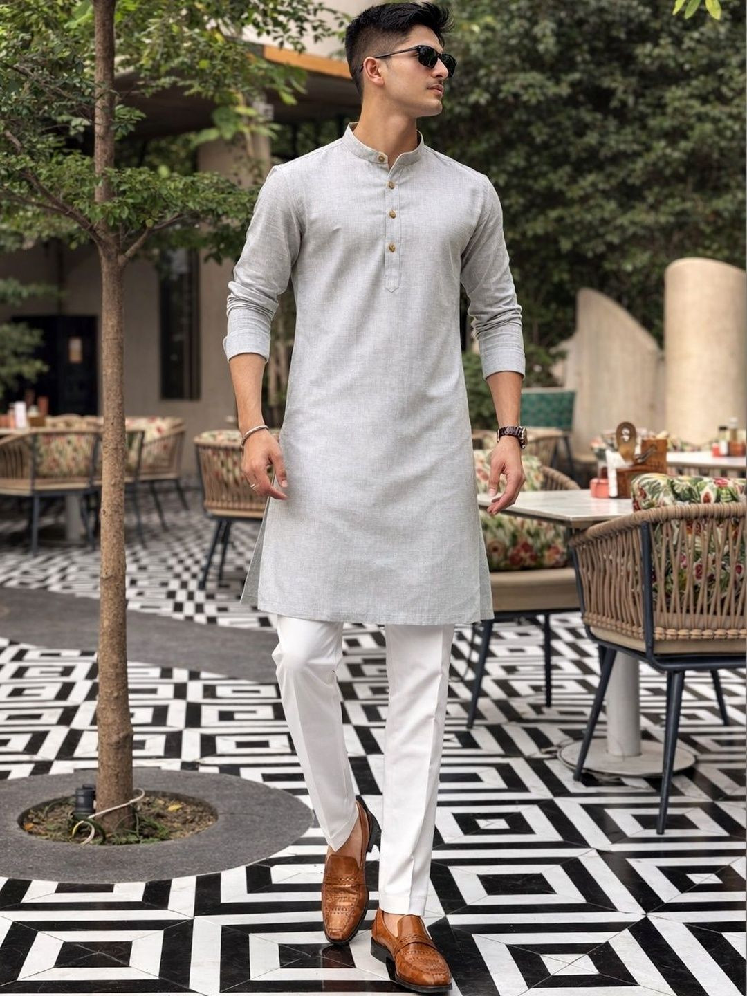 Anouk Men Cotton Linen Long Kurta