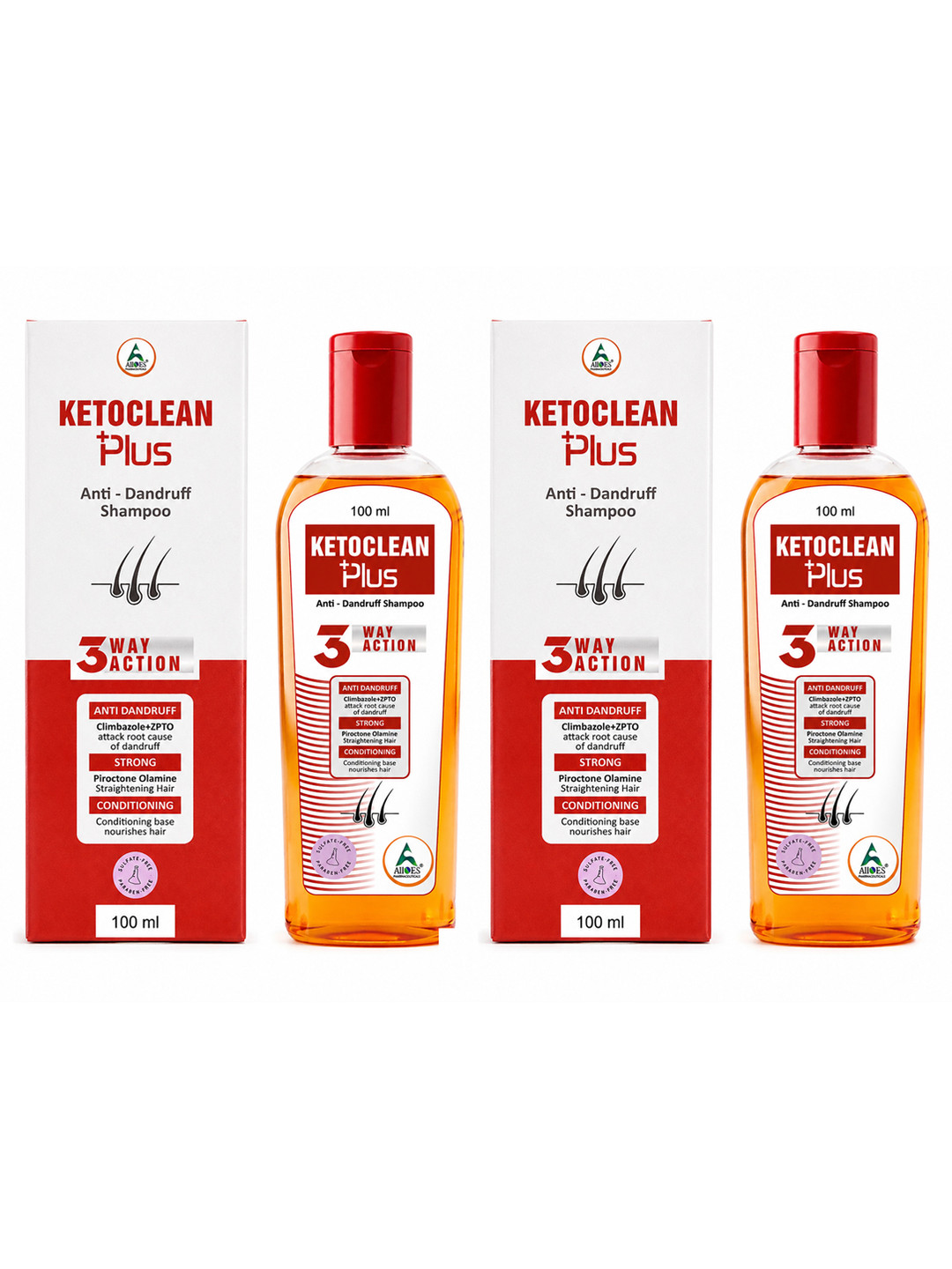 ALLOES PHARMACUETICALS Set Of 2 Ketoclean Plus Anti Dandruff Shampoo - 100 ml Each