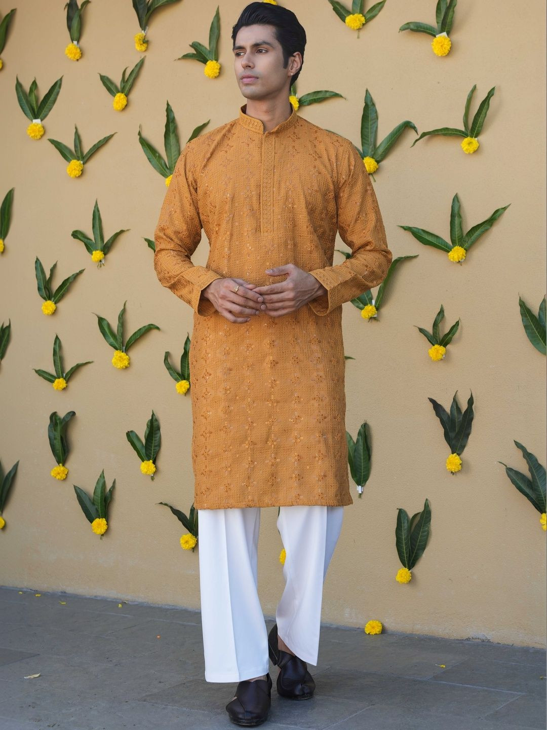 Anouk Men Geometric Embroidered Long Kurta