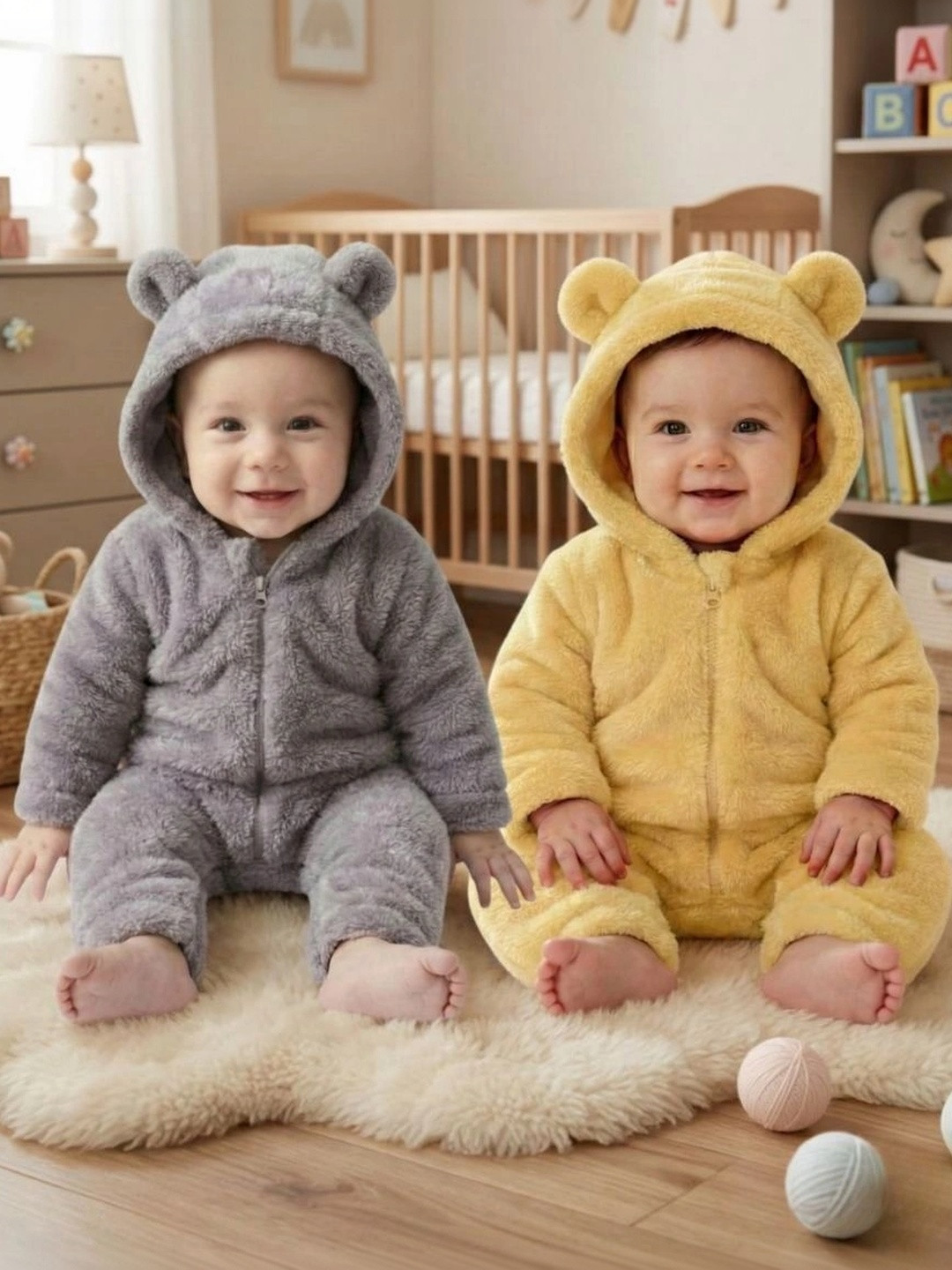 Cuddleloom Infants Pack Of 2 Hooded Cozy Rompers