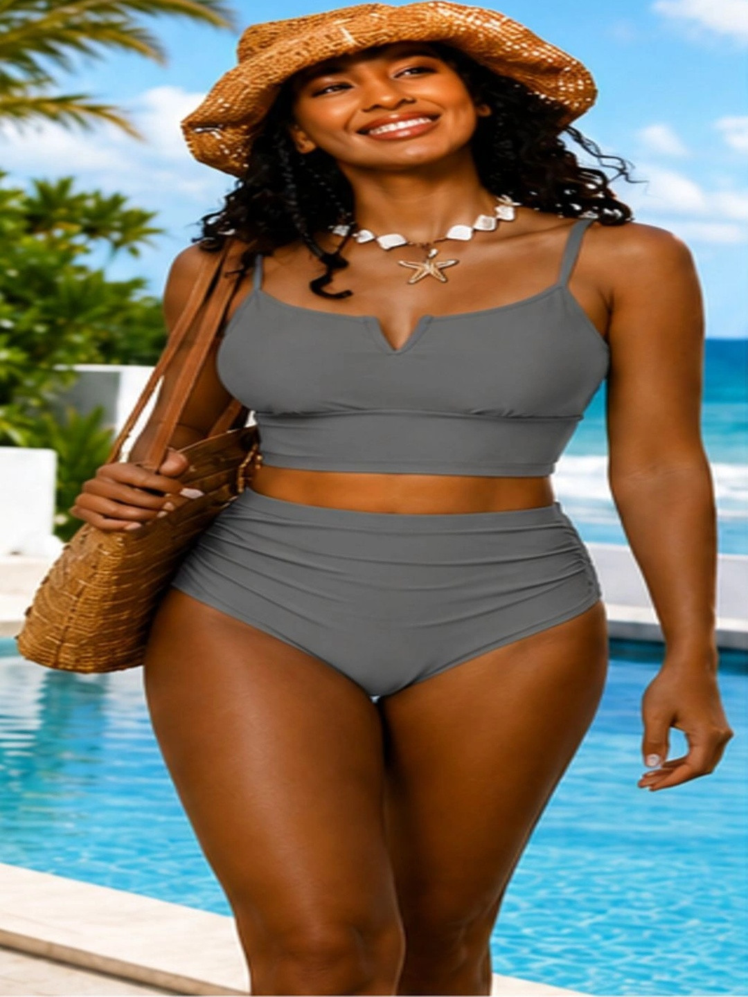 IKNAA Shoulder Straps Swim Bikini Set