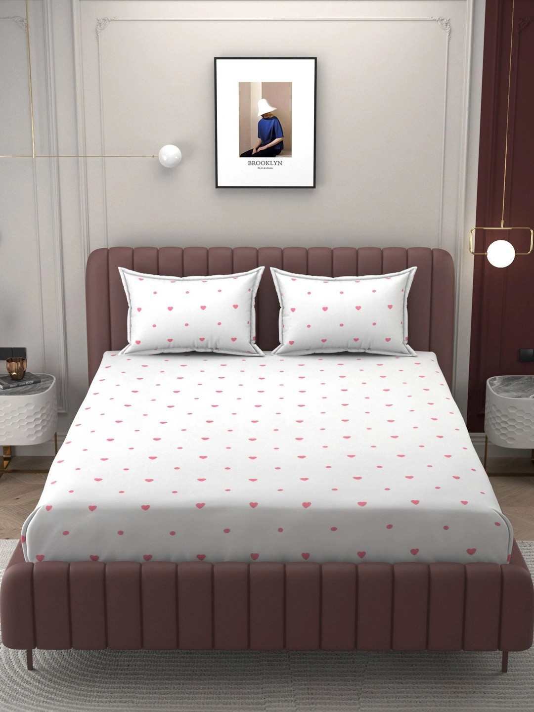 Bromwick 250 TC Cotton Bedsheet with 2 Pillow Covers 90x100 inches