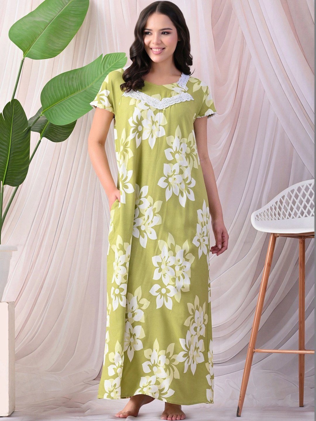 Ichaa Printed Maxi Nightdress