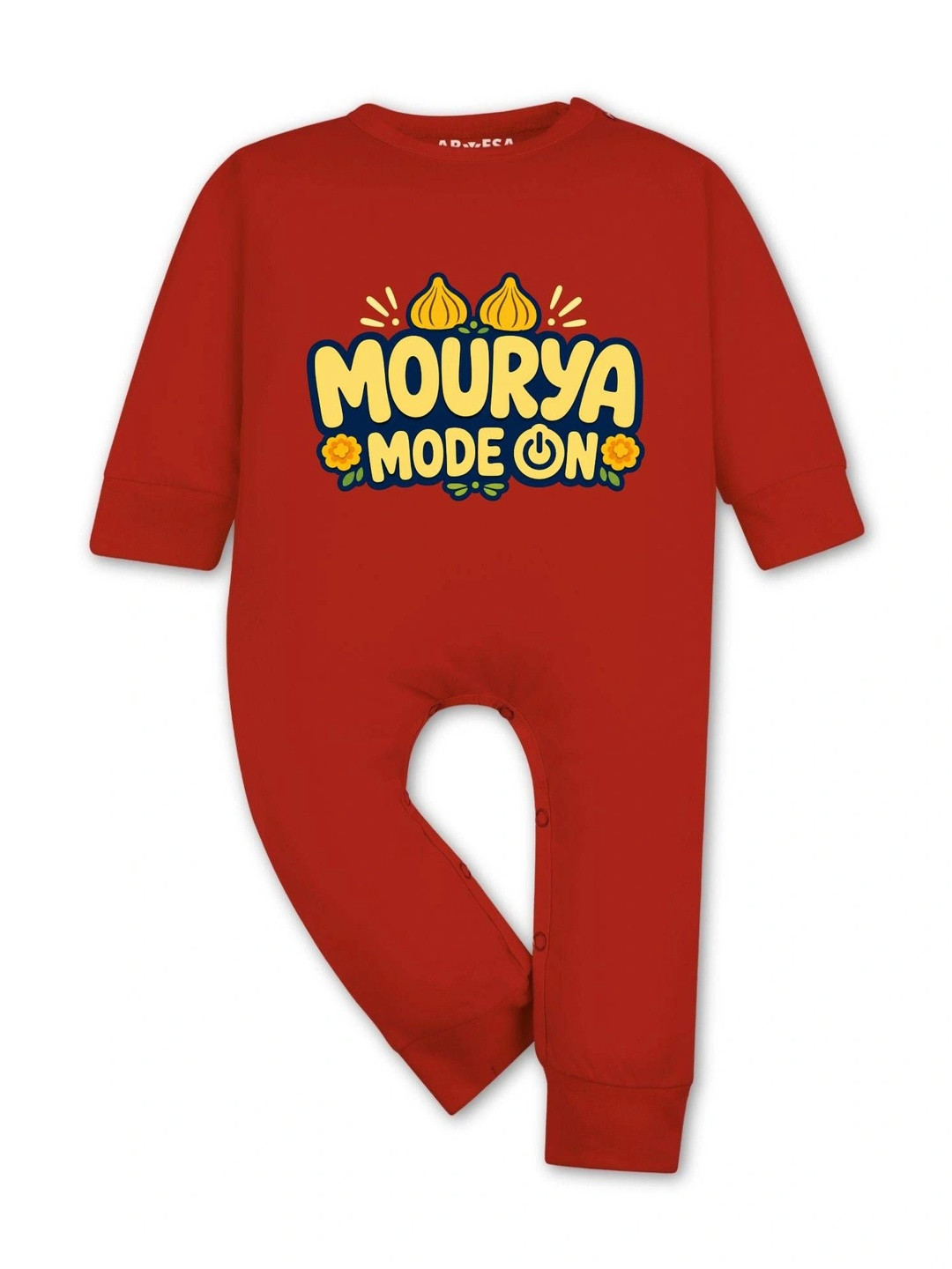 Arvesa Ganesh Chaturthi Infants Printed Cotton Rompers