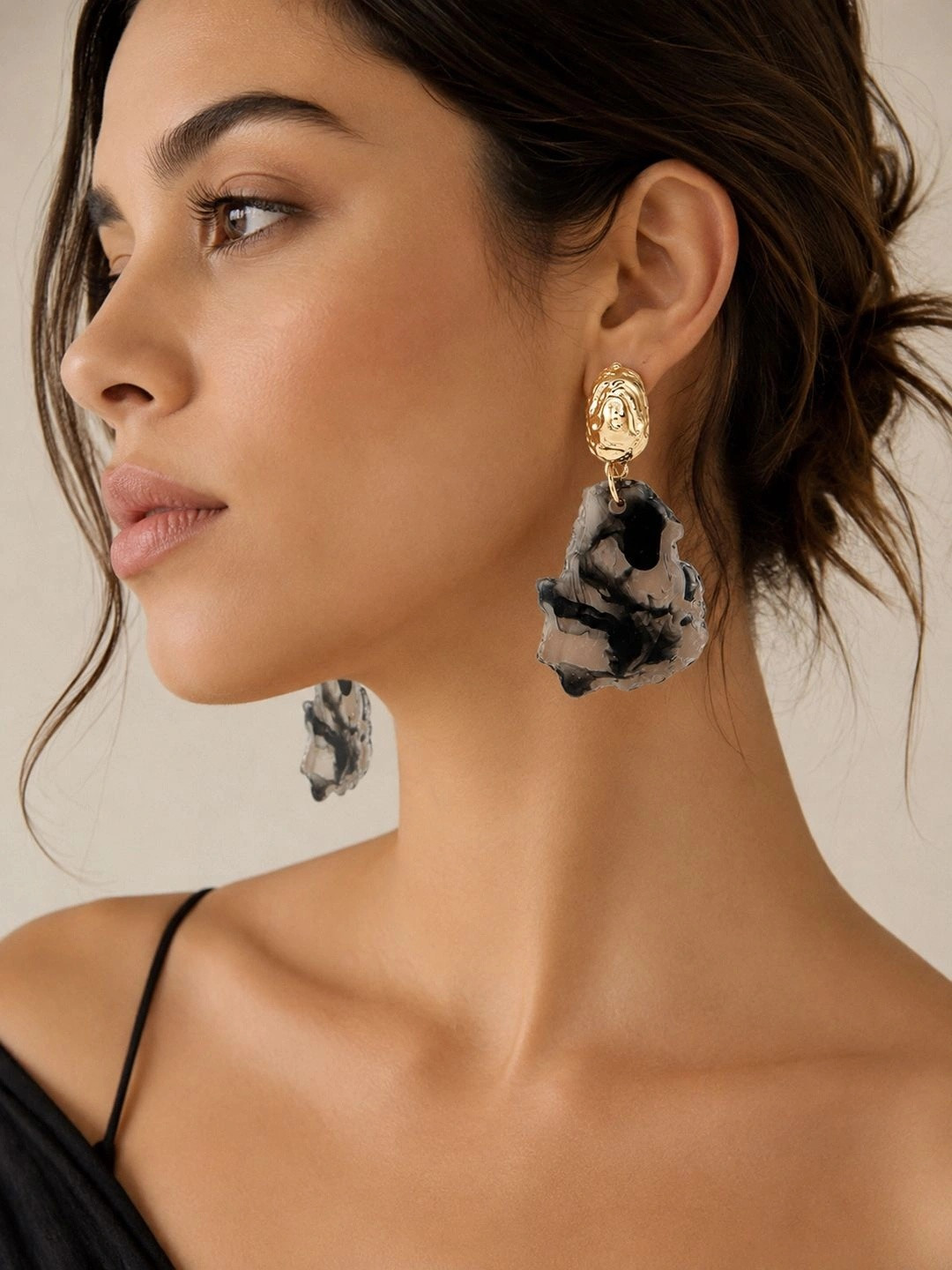 Beatnik Gold-Plated Contemporary Drop Earrings