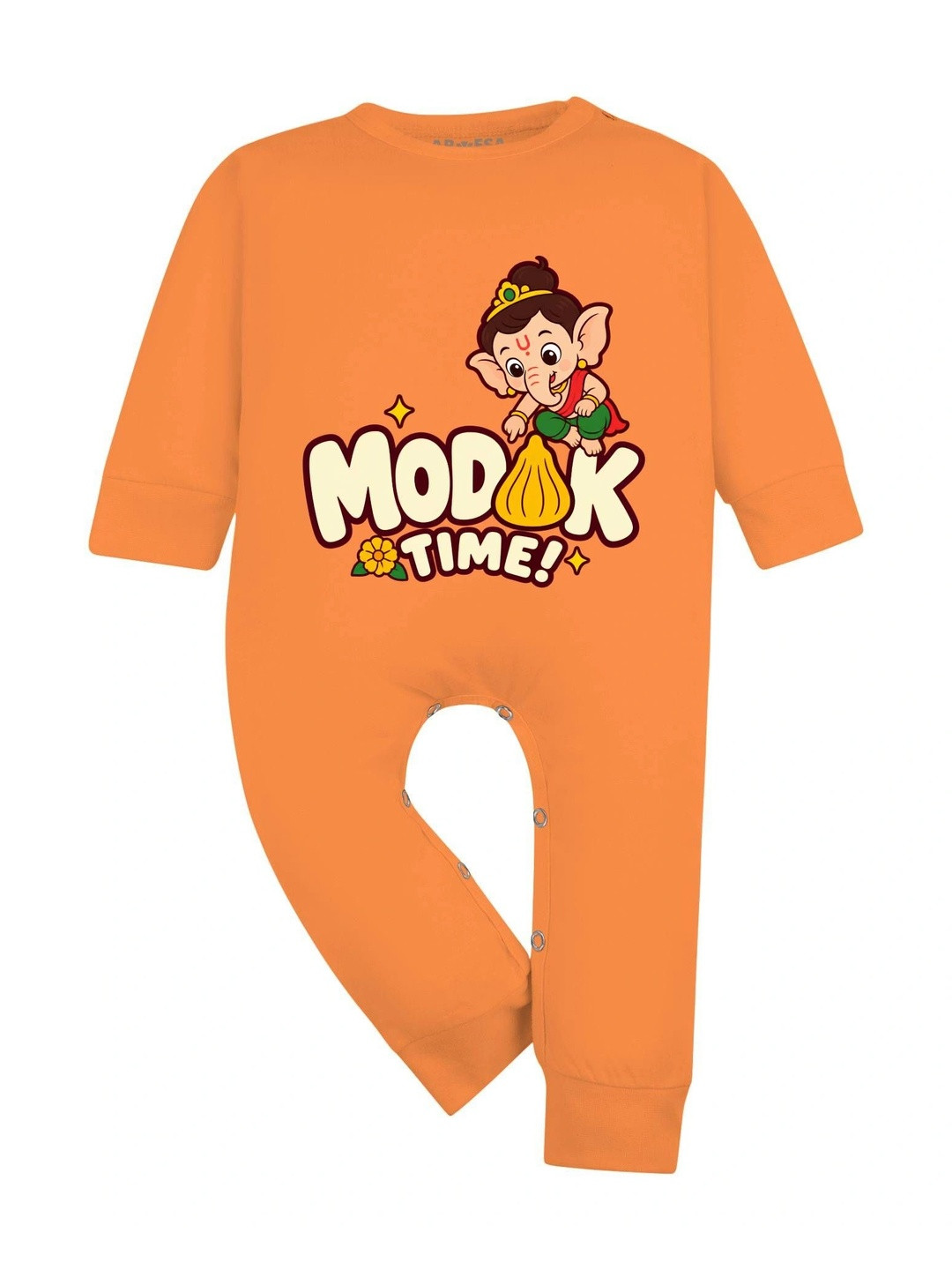 Arvesa Ganesh Chaturthi Infants Printed Cotton Rompers