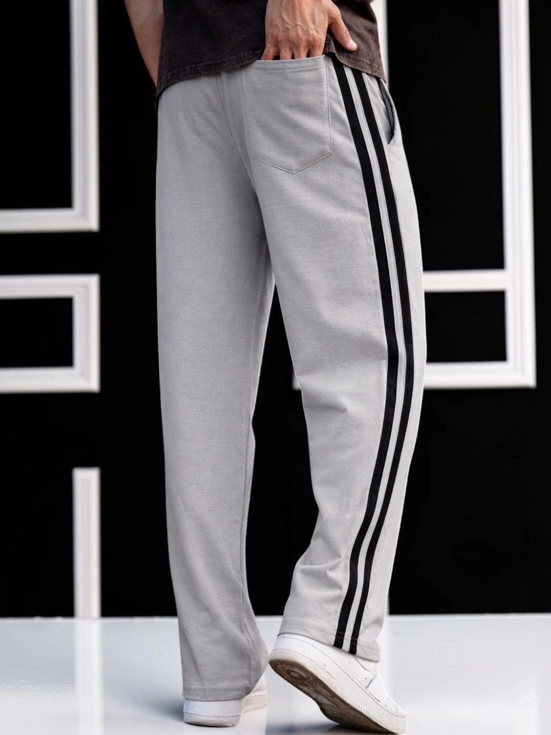 MOJAMEDI Men Relaxed Fit Striped Training Track Pants