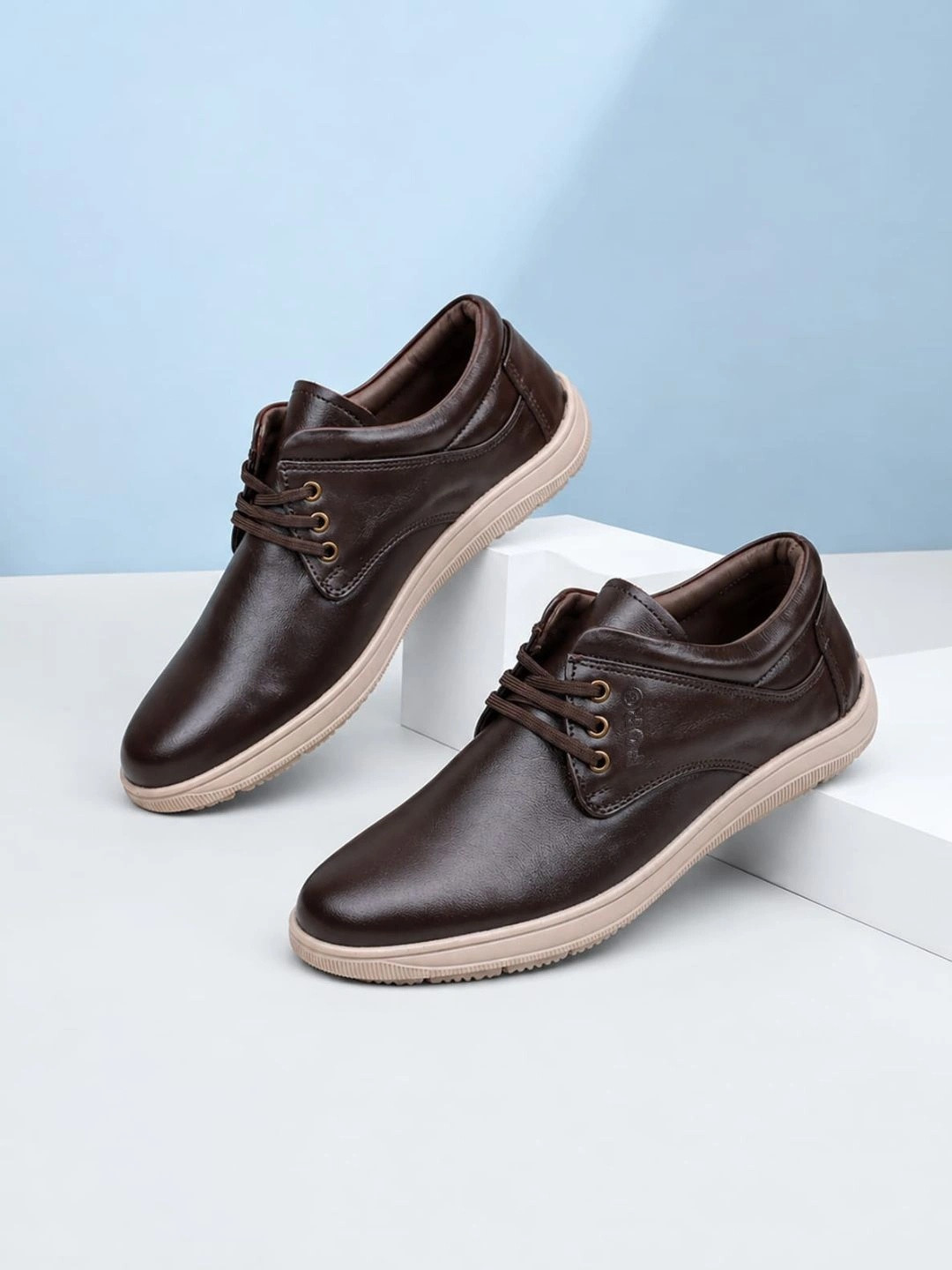 FOR-B Men Leather Round Toe Lace-Ups Formal Derbys