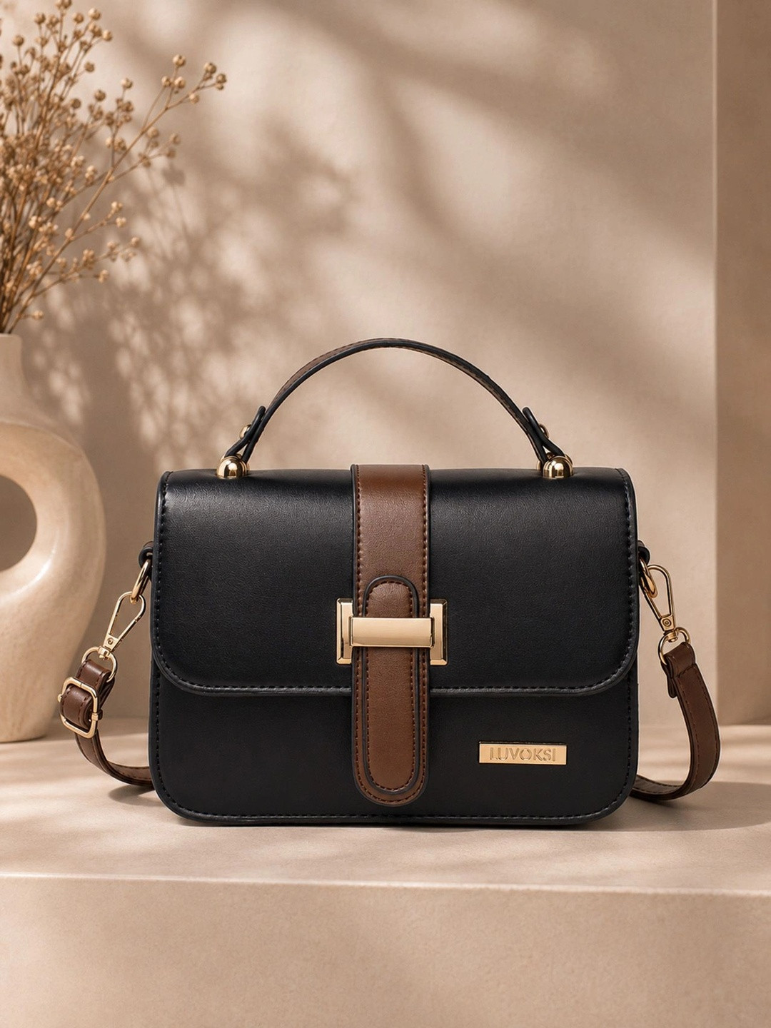 Luvoksi Colourblocked PU Structured Satchel