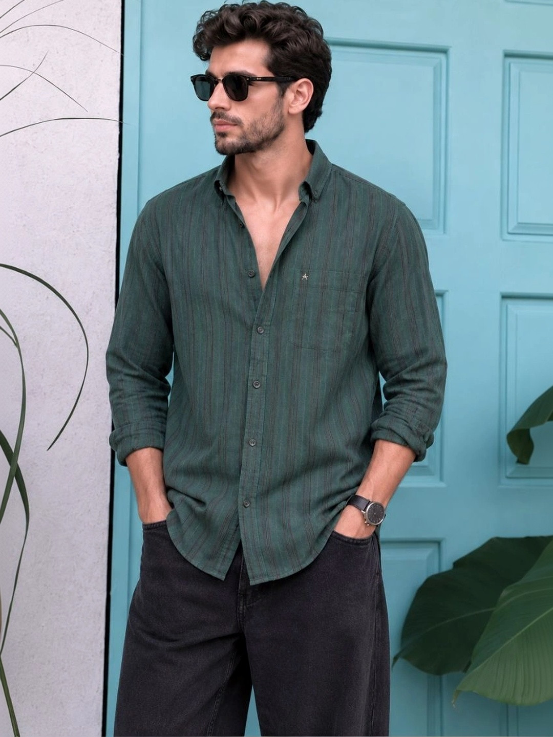 XKIND Men Standard Striped Casual Shirt