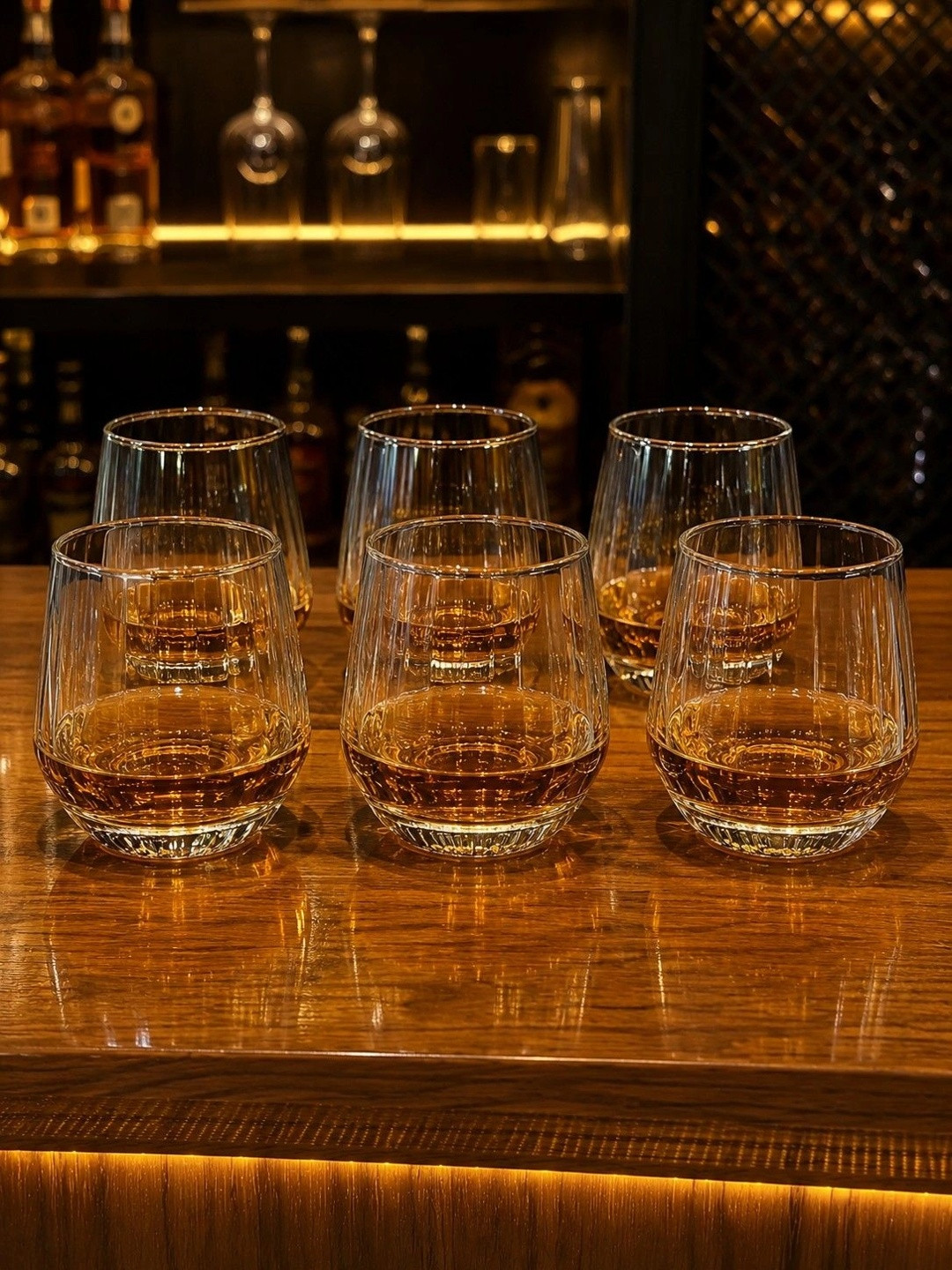 PrimeWorld Unisex Transparent 6 Glass Whisky Glass Bar Glass