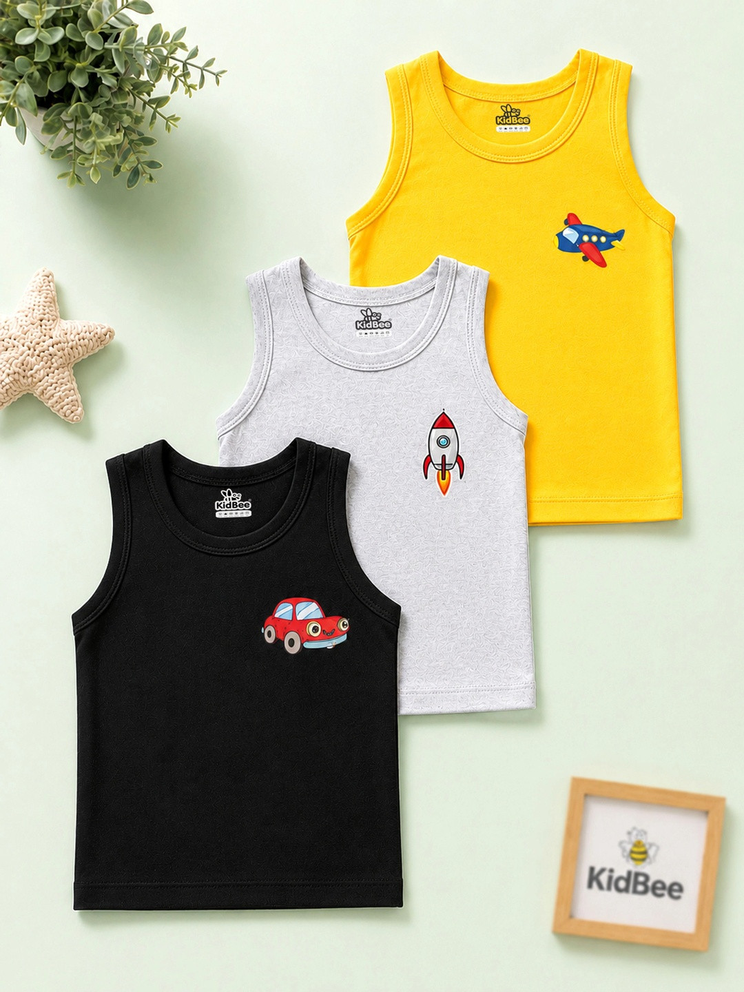 KidBee Kids Pack Of 3 Cotton Innerwear Vests
