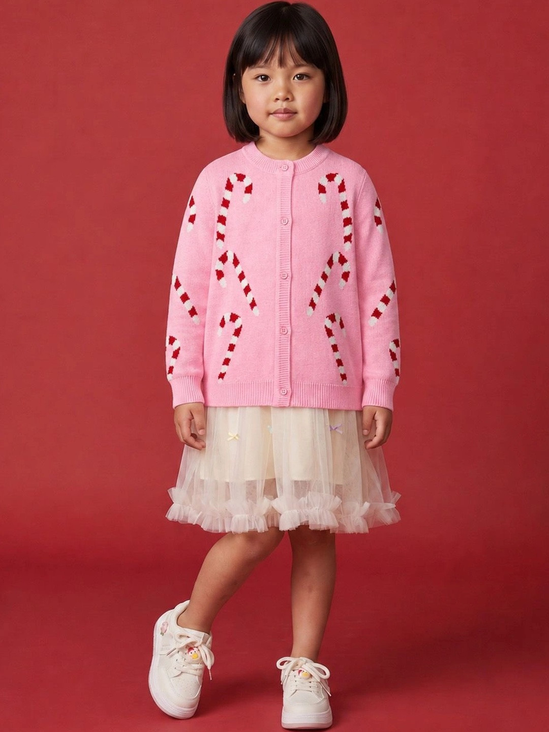 Nauti Nati Girls Quirky Printed Cardigan