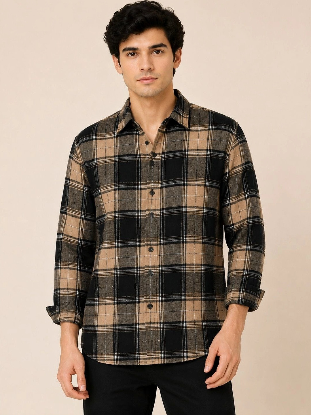 Men Regular Fit Tartan Checked Casual Shirt