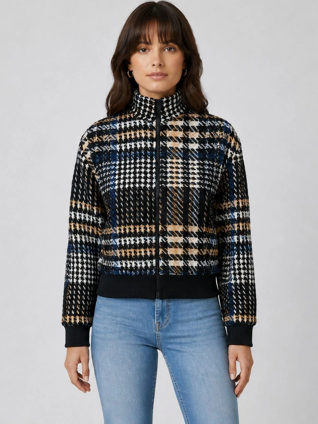 glitchez Women Checked Sweatshirt