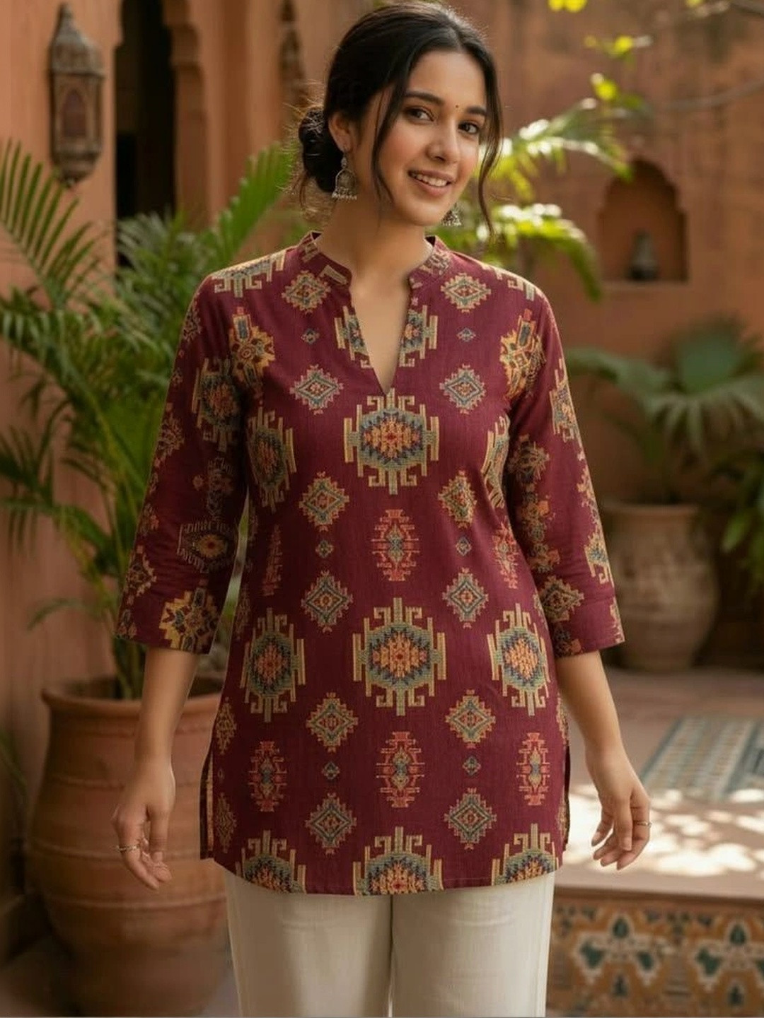 Sangria Ethnic Motifs Printed Kurti