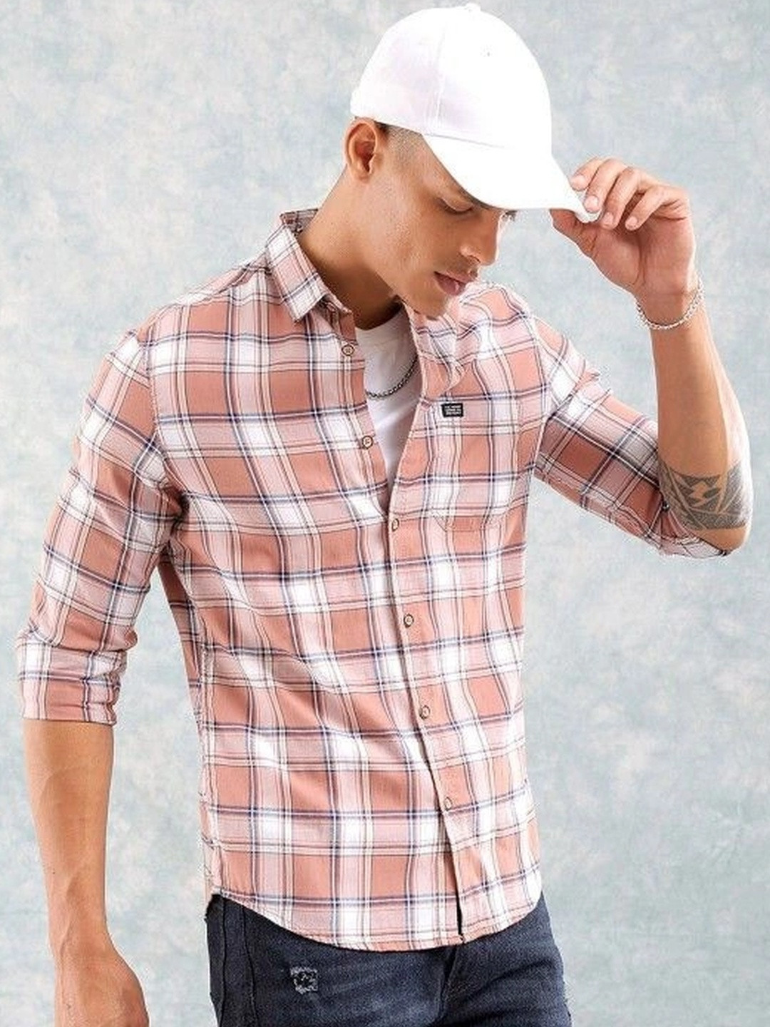 Studio-9 Men Classic Slim Fit Tartan Checks Checked Casual Shirt