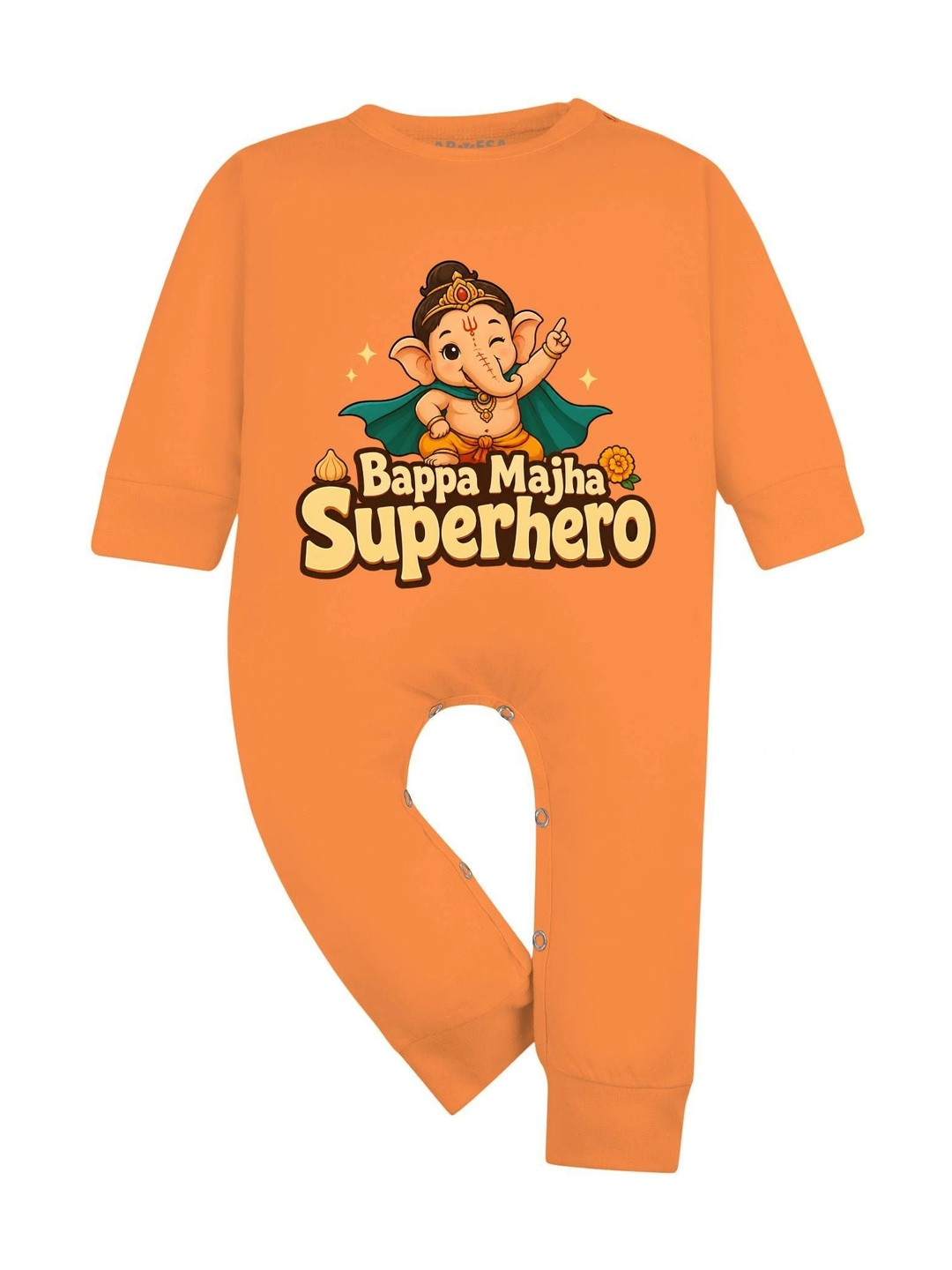 Arvesa Ganesh Chaturthi Infants Printed Cotton Rompers