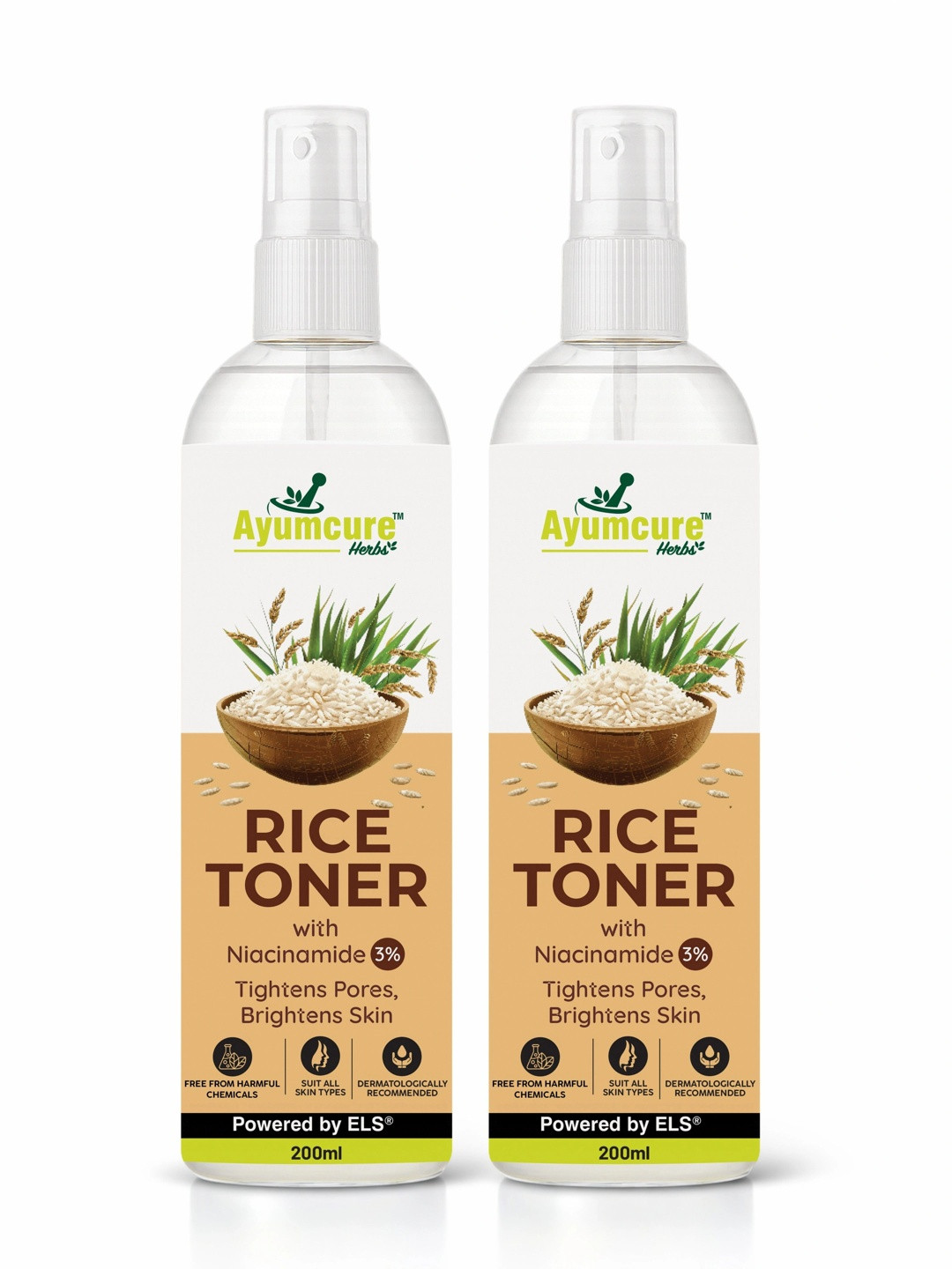 Ayumcure Set Of 2 Rice Toner With Niacinamide - 200 ml Each