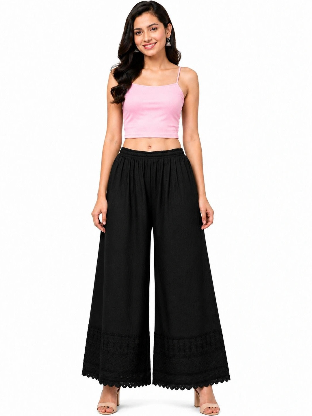 Threadbloom Women Embellished Knitted Ethnic Palazzos
