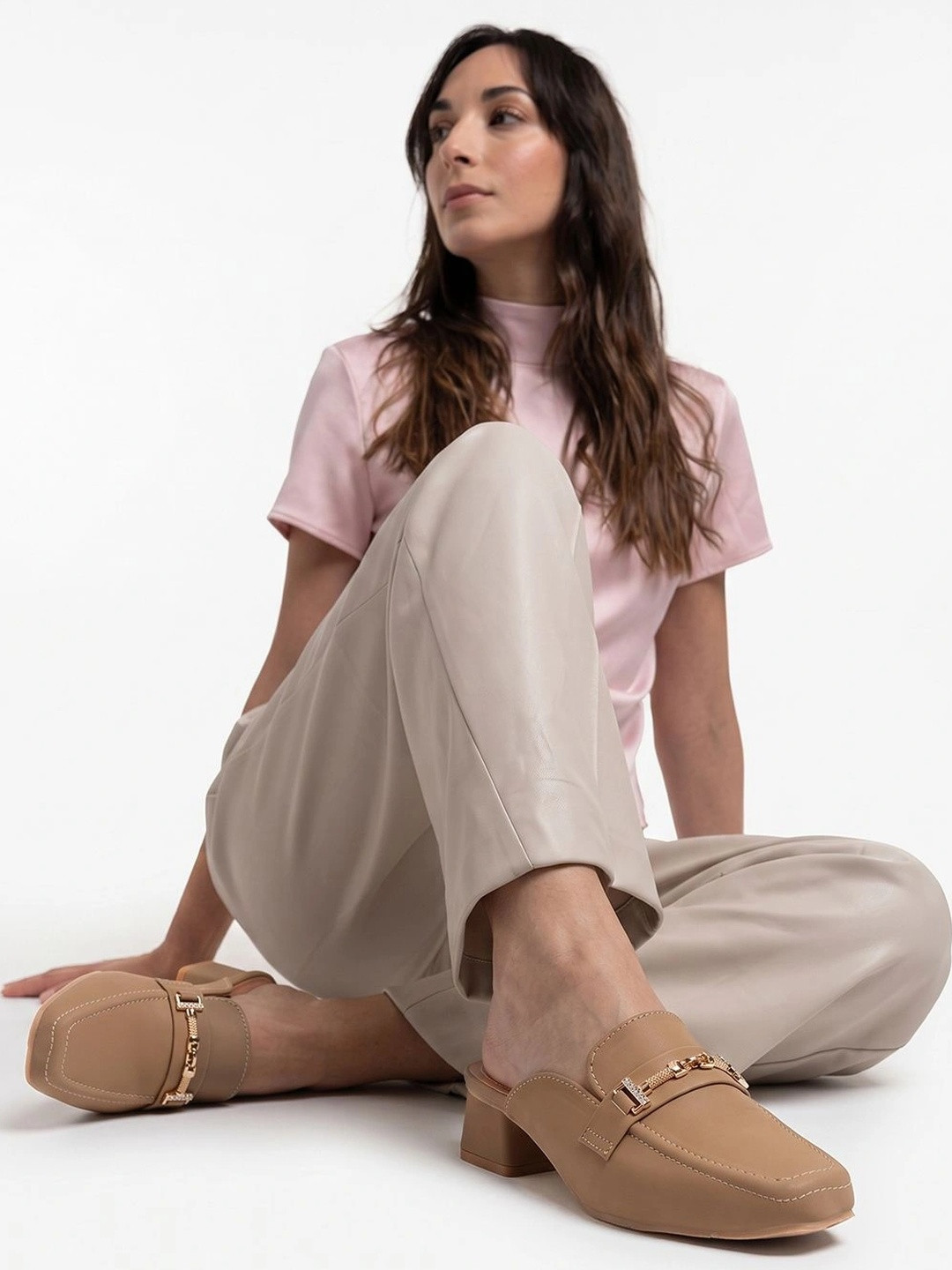 Denill Block Mules with Buckles