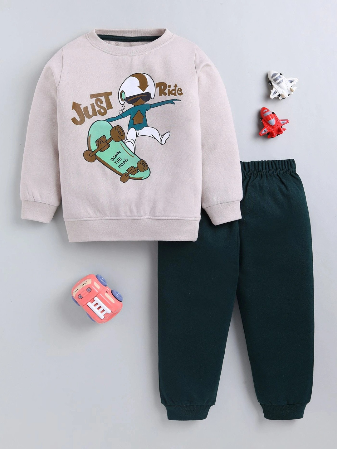 carrydreams Boys Printed Cotton Full Sleeves T-shirt with Trousers