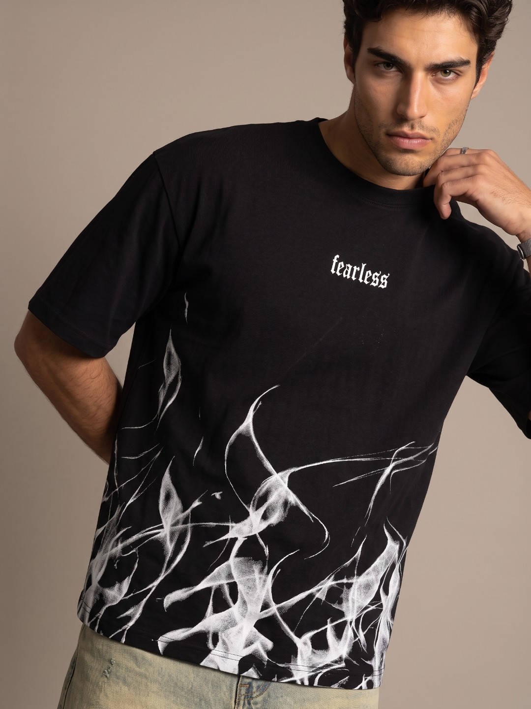Fearless Graphic Printed Oversized Cotton T-shirt