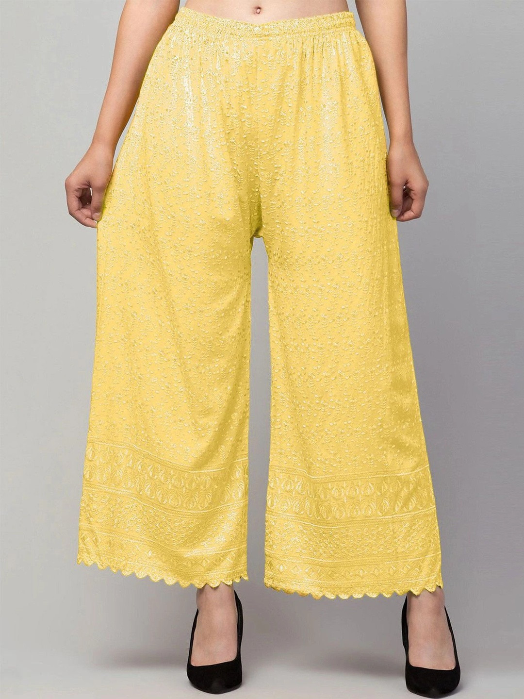 Meyara Women Embroidered Knitted Ethnic Palazzos