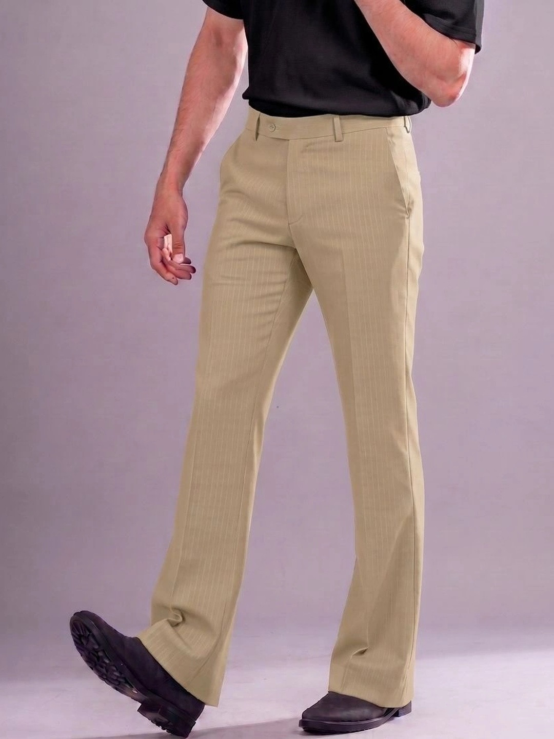 SAINT PEACH Men's Mid-Rise Striped Bootcut Pant