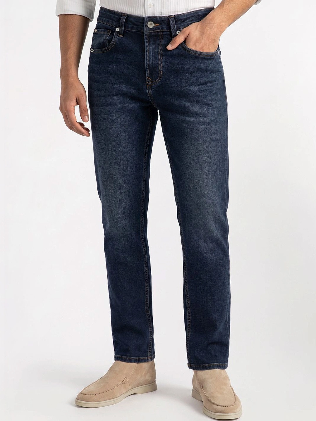 SPYKAR Men Ricardo Comfort Straight Fit Mid-Rise Light Fade Stretchable Jeans