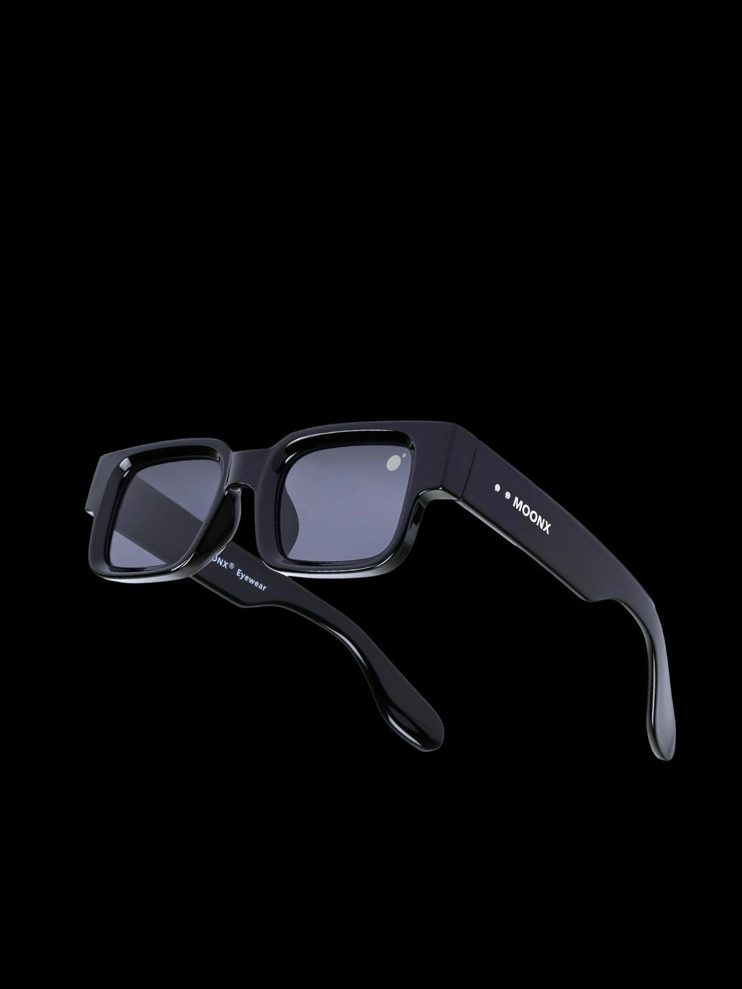 MoonX Unisex Black Lens & Black Rectangle Sunglasses with