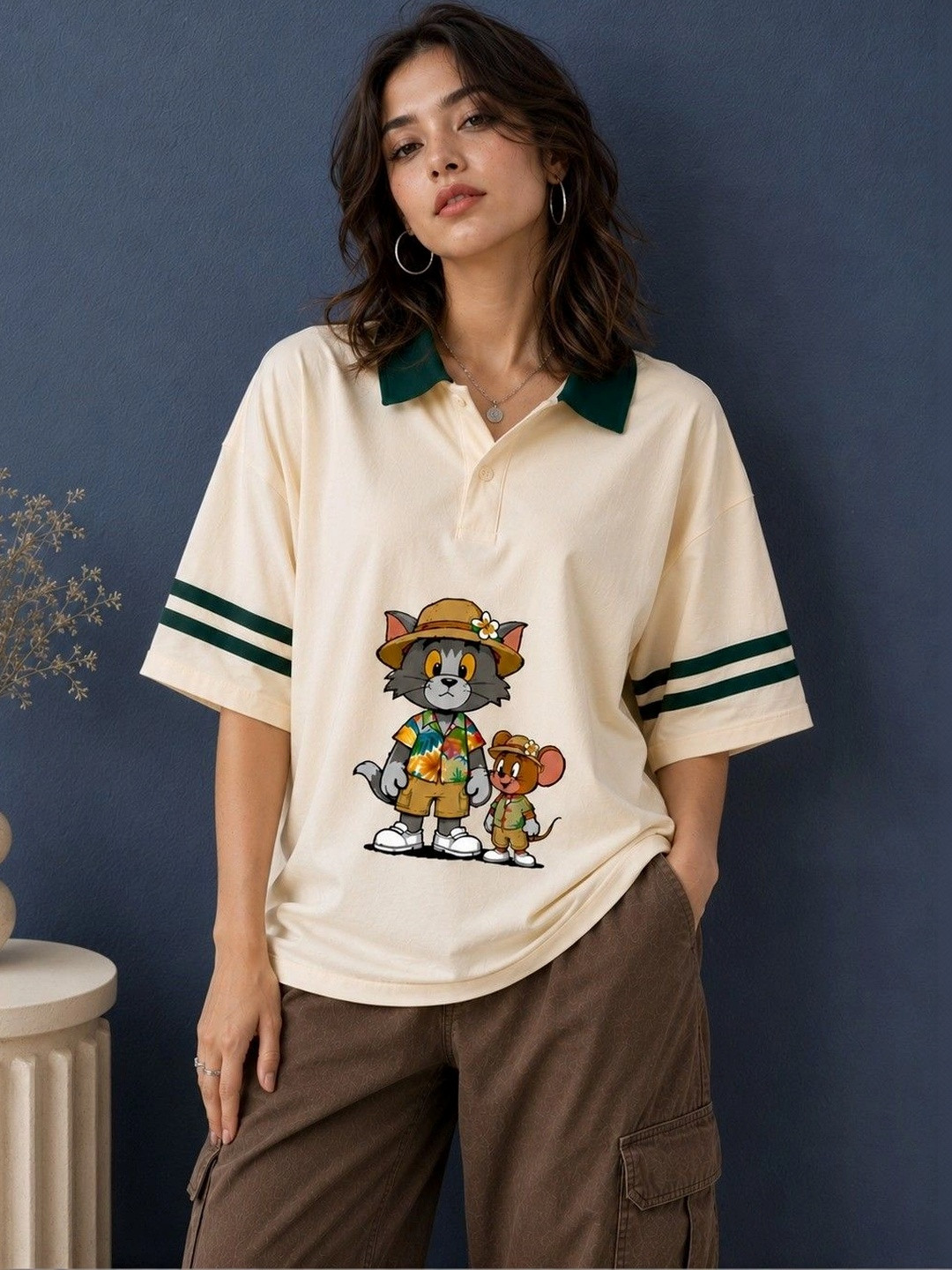 SUNWANI GALLERIES Women Printed Polo Collar T-shirt