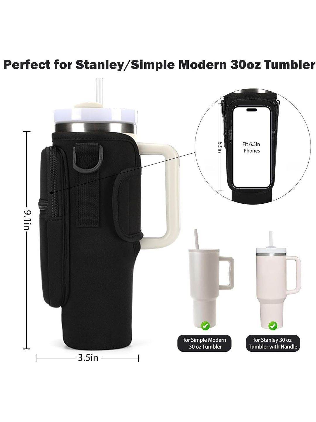 HOUSE OF QUIRK Black Fabric Bottle Holder