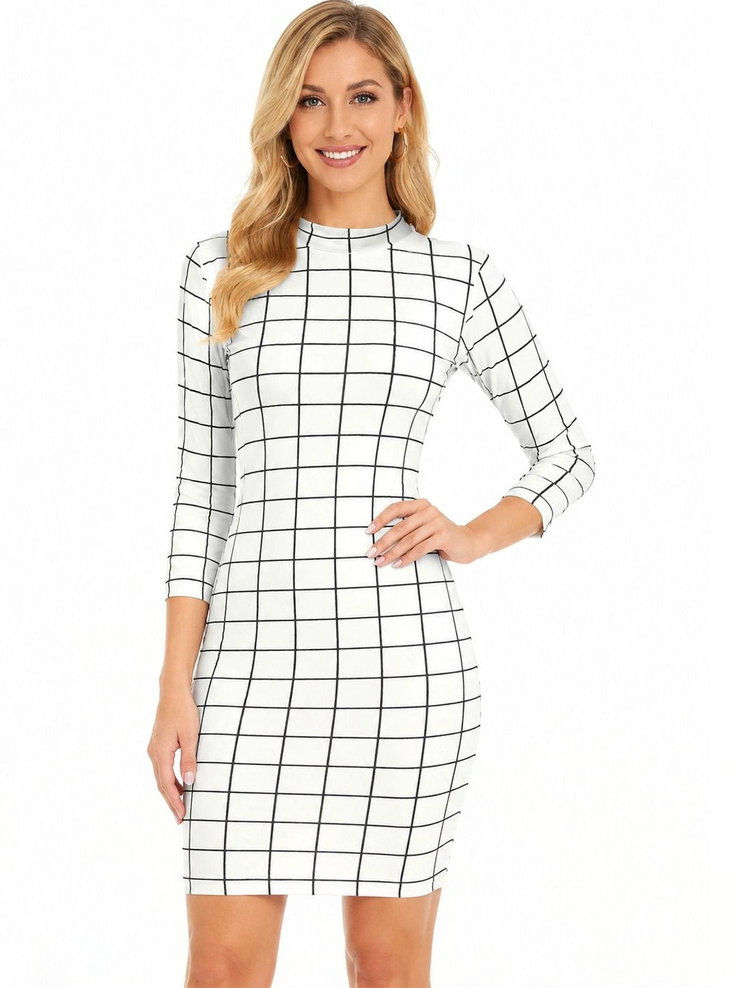 LICOLA Checked Bodycon Dress