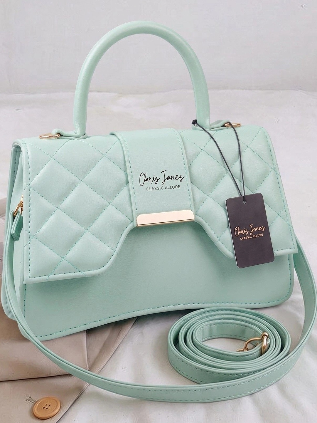 CLARIS JAMES PU Structured Handheld Bag with Quilted